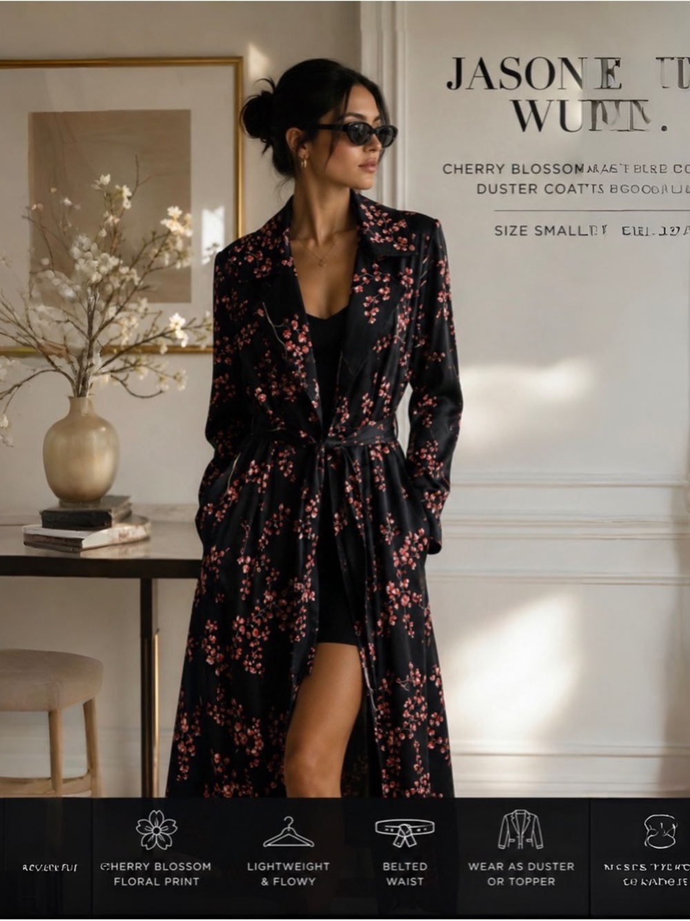 Jason Wu Cherry Blossom Belted Trench Coat size S